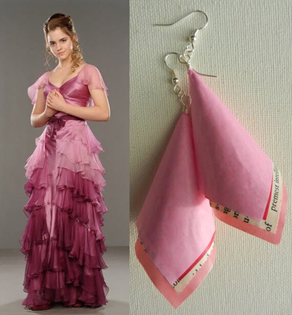 Items similar to Hermione Granger Yule Ball Origami Vintage Paper Earrings on Etsy